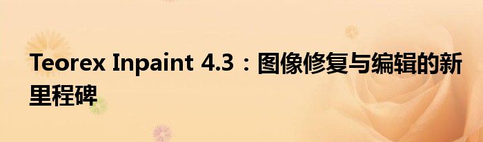 Teorex Inpaint 4.3：图像修复与编辑的新里程碑（texturepaint）