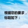 根据您的要求，我将以制表格为主题生成一个标题和内容。标题如下：
