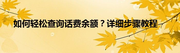 怎么查ⅰd（怎么轻松查话费余额）