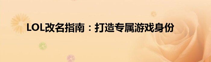 lol改名界面在哪里（lol国服改名方式）