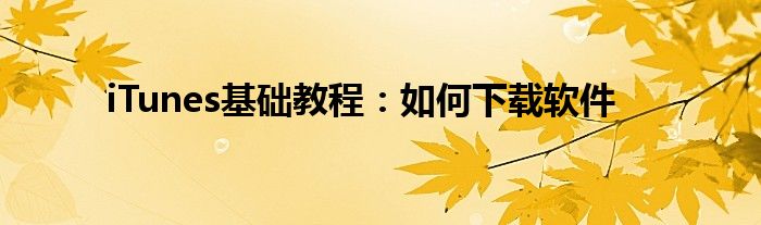 itunes软件使用教程（苹果itunes怎么下载软件）